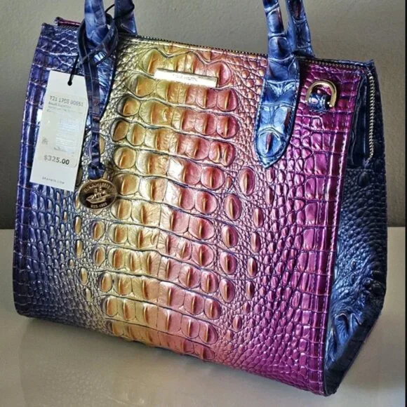 NWT Brahmin Small Caroline Satchel Magic Ombre Melbourne Leather Bag NWT - Picture 2 of 11